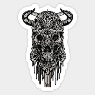 Tribal Tattoo Bulls Skull Sticker